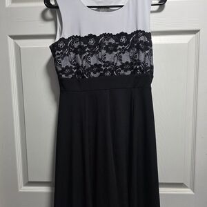 Enfocus Studio Black and White Strapless Lace Bodice Dress